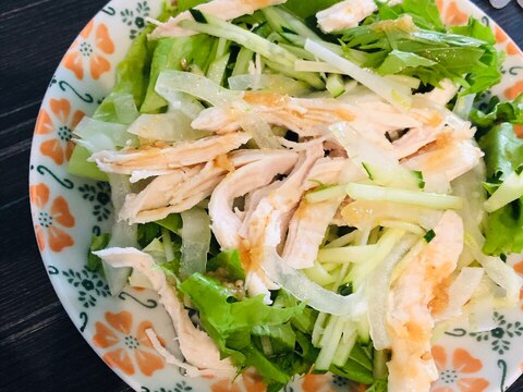 煮鶏のグリーンサラダ／自家製ドレッシング